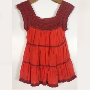 Free People women’s size small red sleeveless linen halter top shirt
